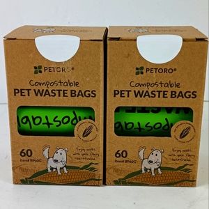 Petoro Disposable Dog poop bags eco friendly 2 boxes 60/Box - total 120 - New